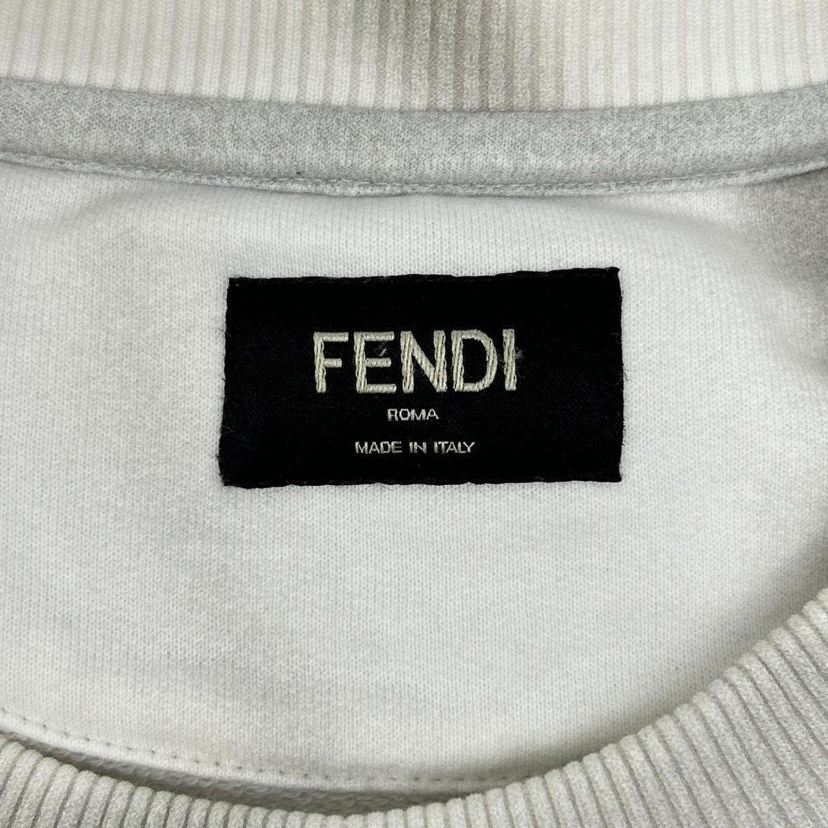 FENDI 20' Logo Shadow Print Cotton Sweatshirt White Size L