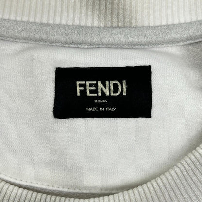 FENDI 20' Logo Shadow Print Cotton Sweatshirt White Size L