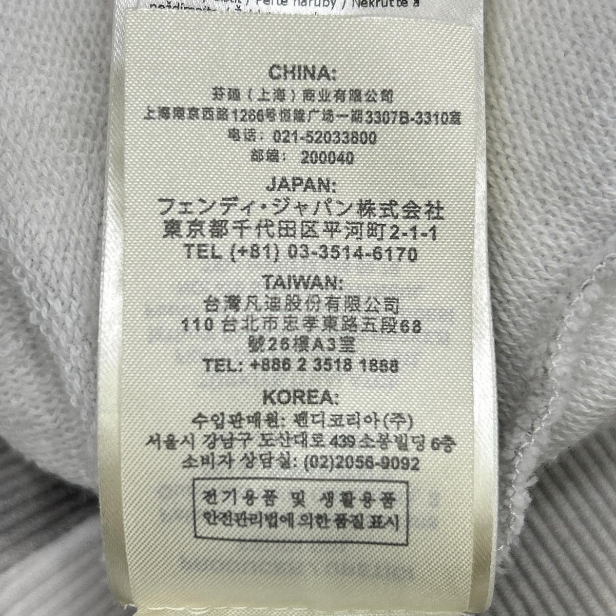 FENDI 20' Logo Shadow Print Cotton Sweatshirt White Size L