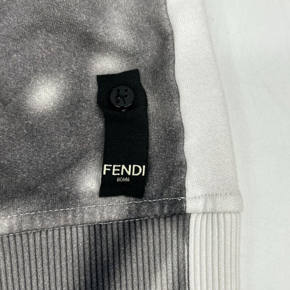 FENDI 20' Logo Shadow Print Cotton Sweatshirt White Size L