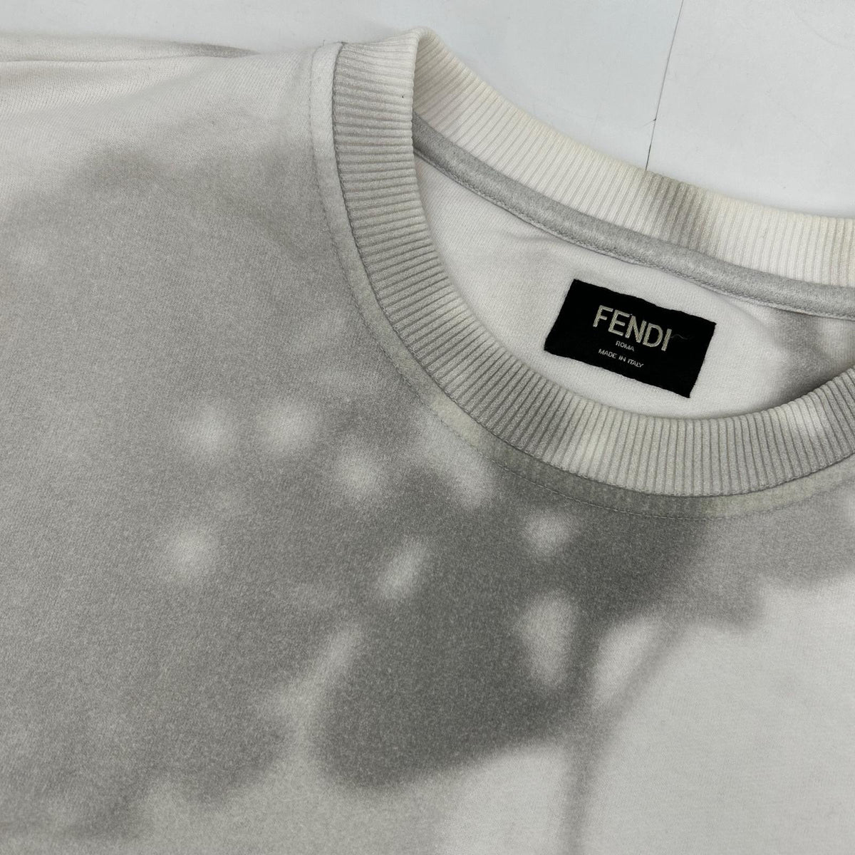 FENDI 20' Logo Shadow Print Cotton Sweatshirt White Size L