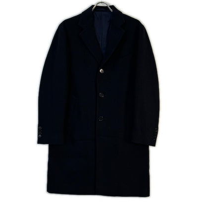 BEAMS F Navy Diagonal Wool Spolverino Coat Size 50