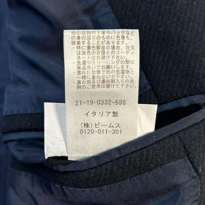 BEAMS F Navy Diagonal Wool Spolverino Coat Size 50