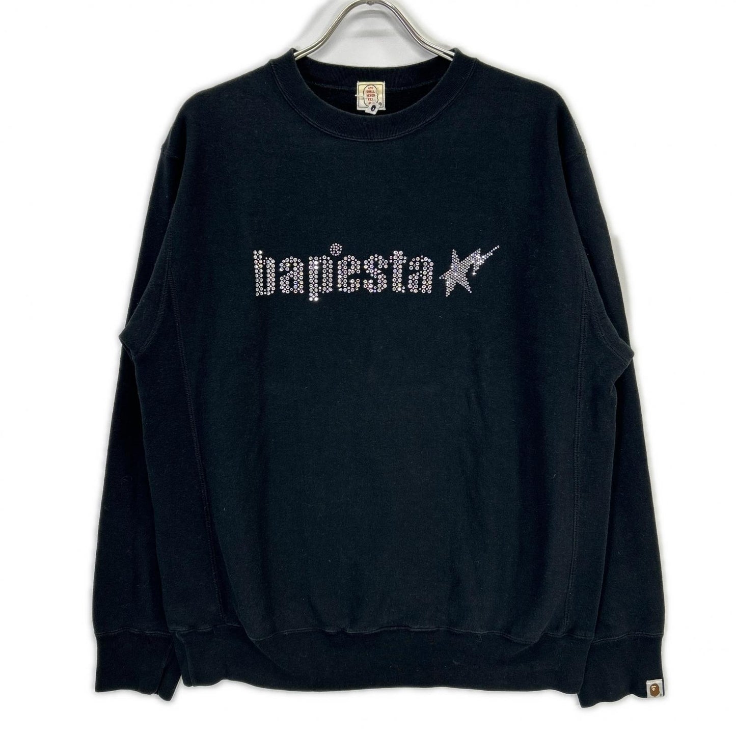 A BATHING APE Black Swarovski Logo Sweatshirt Size M