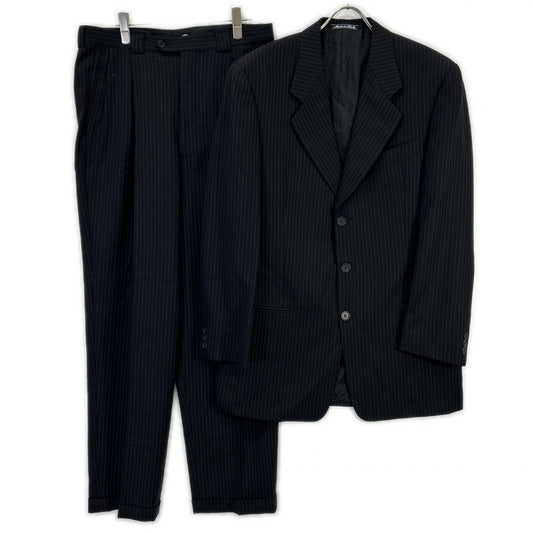 ARMANICOLLEZIONI Black Wool Pinstripe Suit Size 40