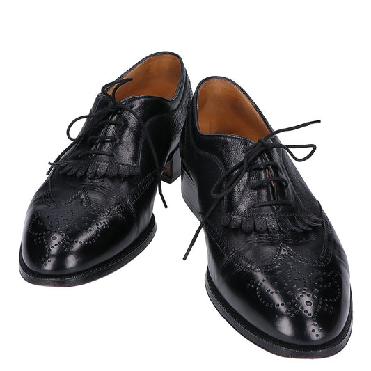 gravati Black Wingtip Kilt Leather Shoes Size 7