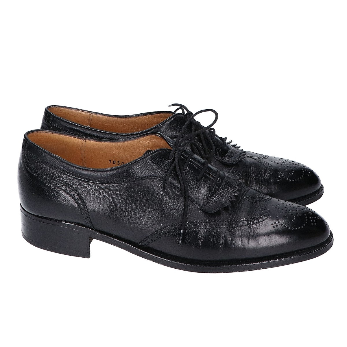 gravati Black Wingtip Kilt Leather Shoes Size 7