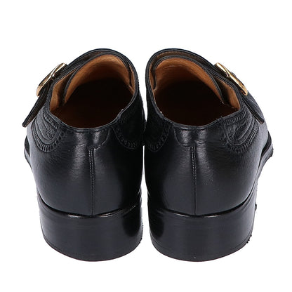 gravati Black Leather Wingtip Monk Strap Shoes Sneakers Size 7