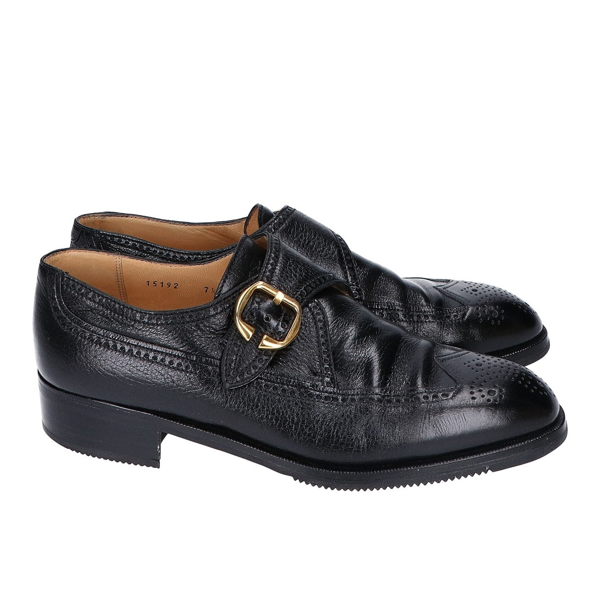 gravati Black Leather Wingtip Monk Strap Shoes Sneakers Size 7