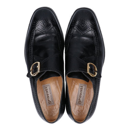 gravati Black Leather Wingtip Monk Strap Shoes Sneakers Size 7