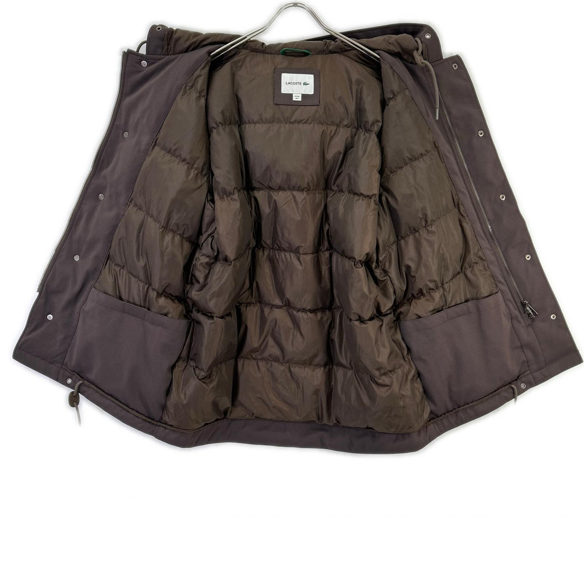 Lacoste Brown Polyester Water-Resistant Down Jacket Size L
