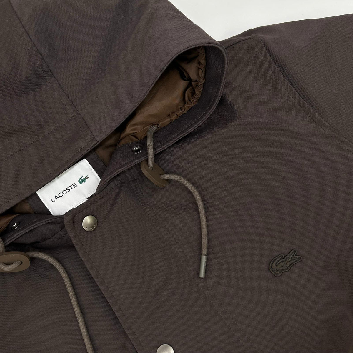 Lacoste Brown Polyester Water-Resistant Down Jacket Size L