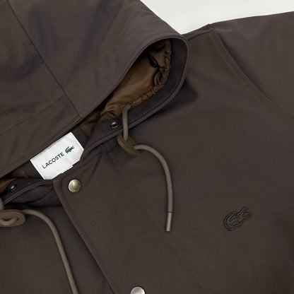 Lacoste Brown Polyester Water-Resistant Down Jacket Size L