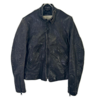 THE COCKPIT Black Goatskin Leather Motocross Jacket Size M