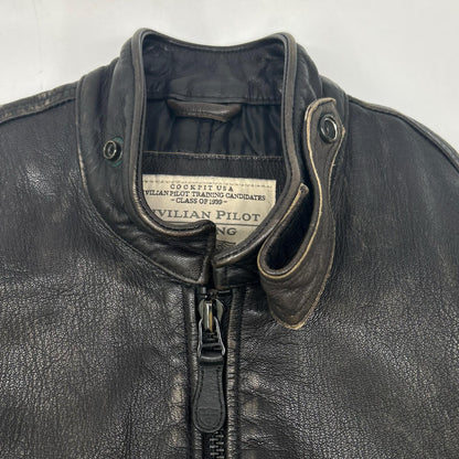 THE COCKPIT Black Goatskin Leather Motocross Jacket Size M