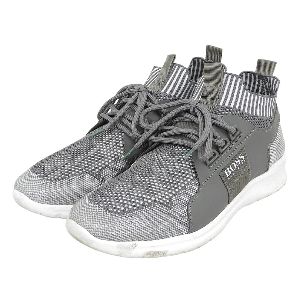 BOSS Gray Extreme Run Knit Fabric Sneakers Size EU 40