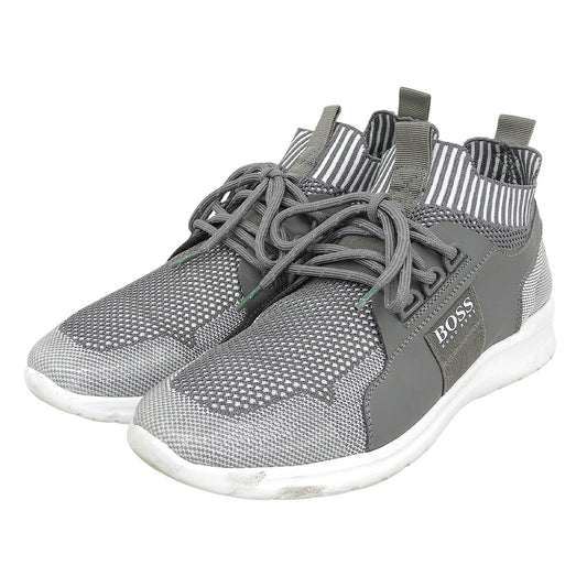 BOSS Gray Extreme Run Knit Fabric Sneakers Size EU 40