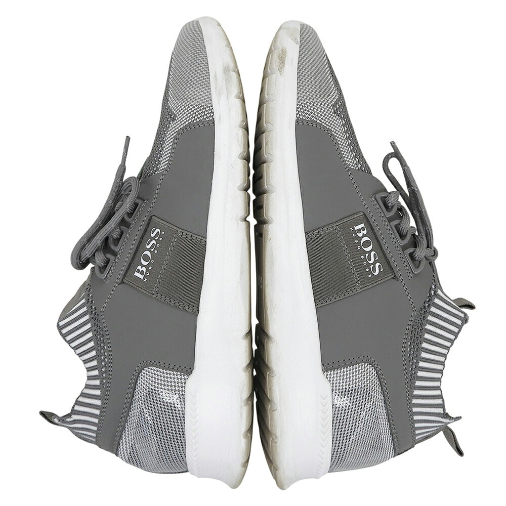 BOSS Gray Extreme Run Knit Fabric Sneakers Size EU 40