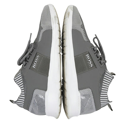 BOSS Gray Extreme Run Knit Fabric Sneakers Size EU 40