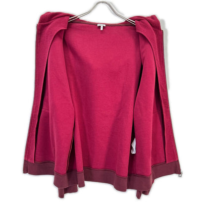 LOEWE Anagram Embroidered Zip Hoodie Red Cotton Size XS