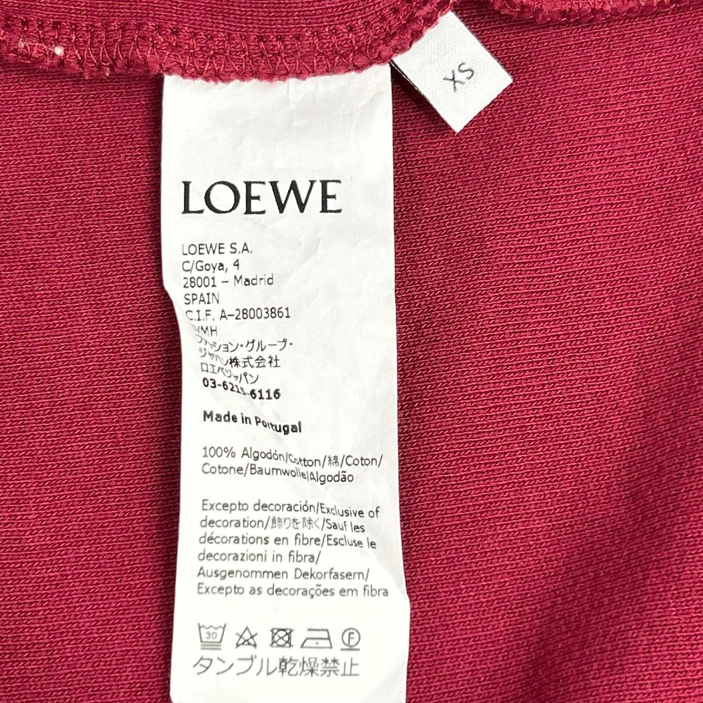 LOEWE Anagram Embroidered Zip Hoodie Red Cotton Size XS