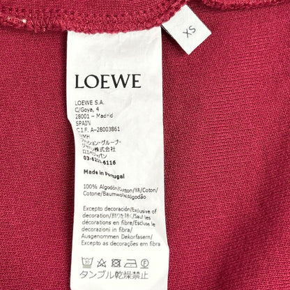 LOEWE Anagram Embroidered Zip Hoodie Red Cotton Size XS