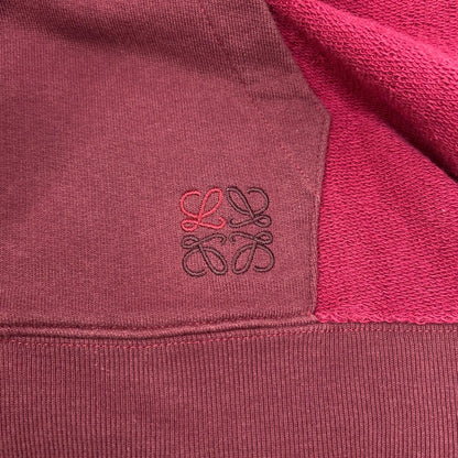 LOEWE Anagram Embroidered Zip Hoodie Red Cotton Size XS