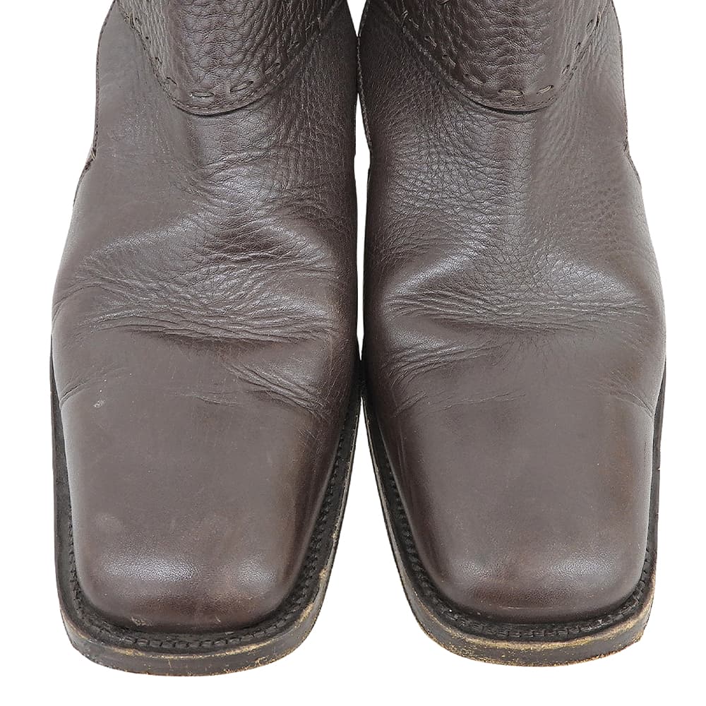 FENDI Square Toe Jodhpur Boots Leather Brown Size 8