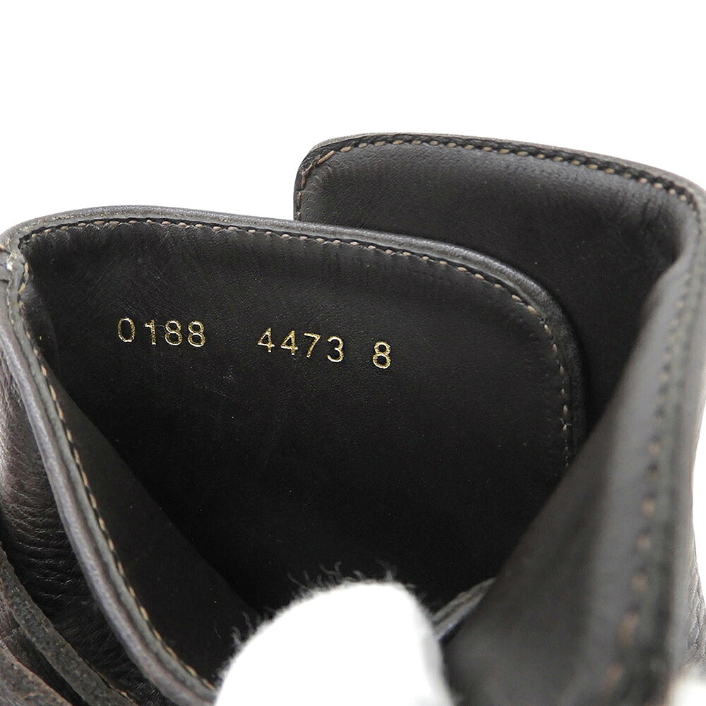FENDI Square Toe Jodhpur Boots Leather Brown Size 8