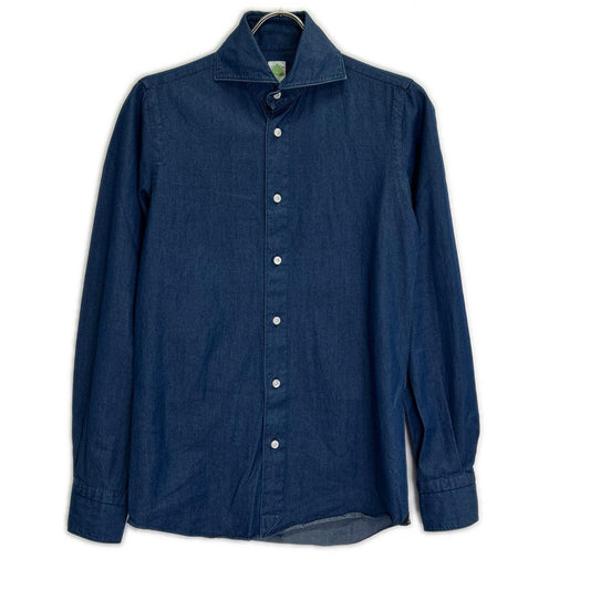 finamore BALI PIERO Cutaway Denim Blue Cotton Shirt