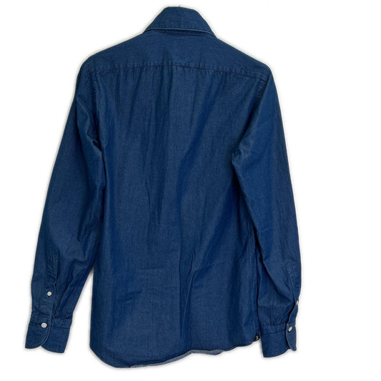 finamore BALI PIERO Cutaway Denim Blue Cotton Shirt