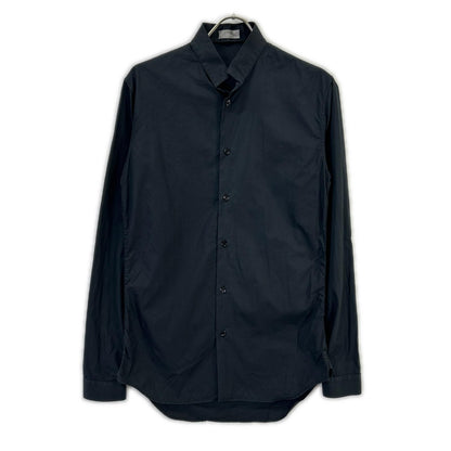 Dior HOMME Stand Collar Cotton Broad Shirt Black Size 37