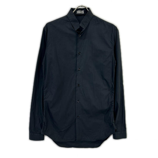 Dior HOMME Stand Collar Cotton Broad Shirt Black Size 37