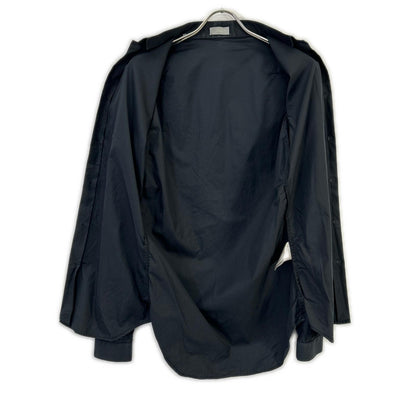 Dior HOMME Stand Collar Cotton Broad Shirt Black Size 37