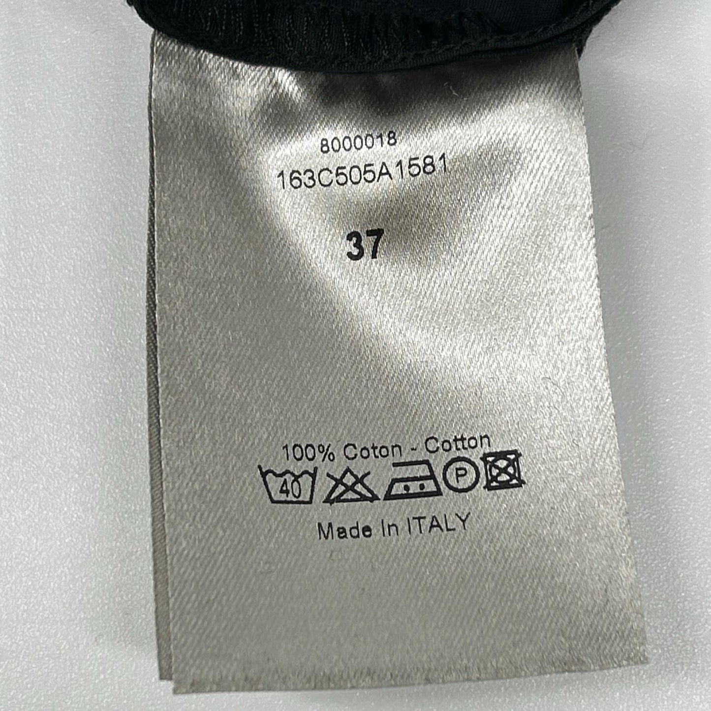 Dior HOMME Stand Collar Cotton Broad Shirt Black Size 37