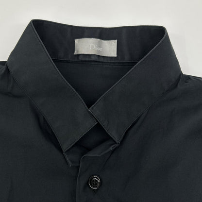 Dior HOMME Stand Collar Cotton Broad Shirt Black Size 37