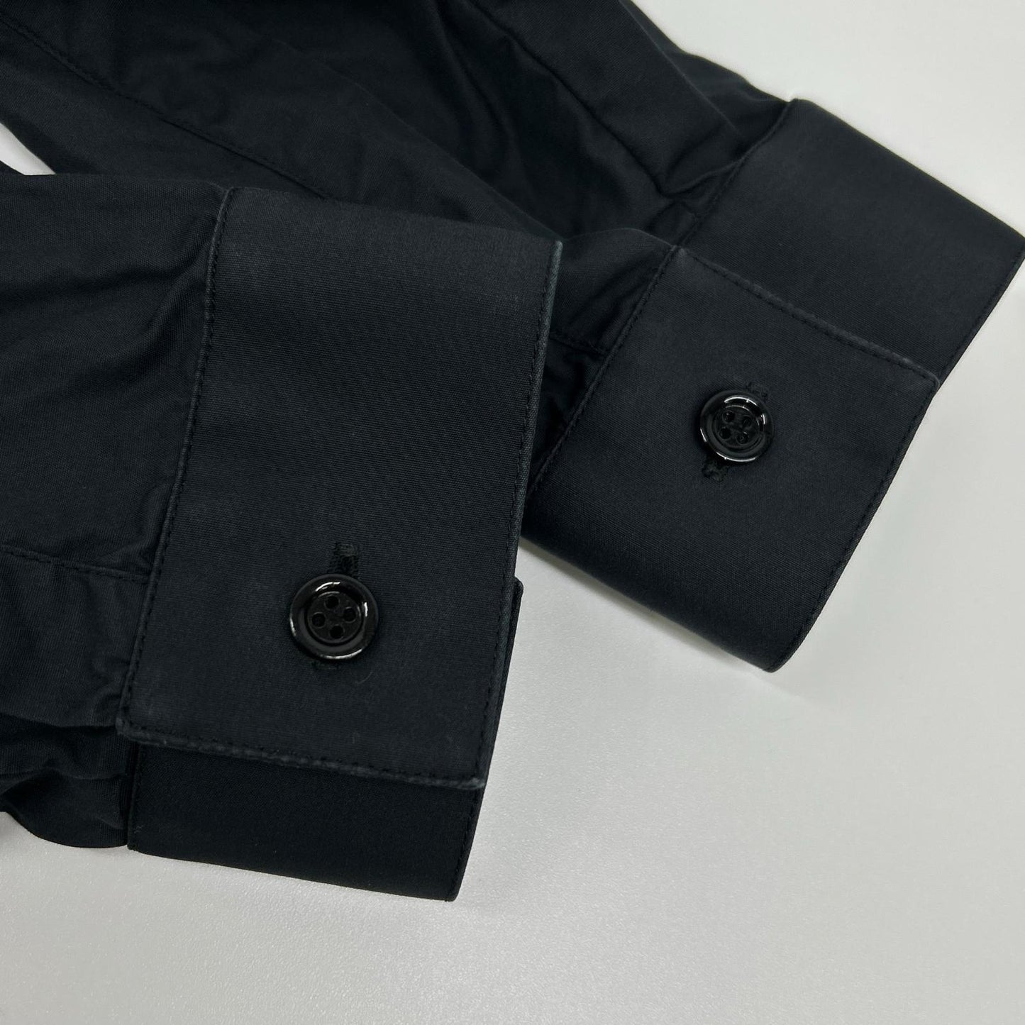 Dior HOMME Stand Collar Cotton Broad Shirt Black Size 37