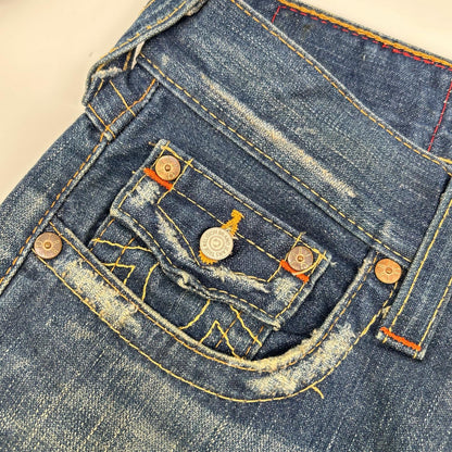 TRUE RELIGION JOEY USA Bootcut Denim Indigo Blue Boots Size 28×33