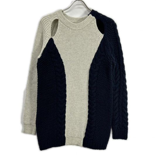 3.1 Phillip Lim Navy/Ivory Cable Knit Sweater Size S