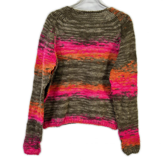 DIESEL Khaki/Pink Wool V-Neck Knit Sweater Size M