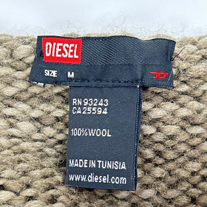 DIESEL Khaki/Pink Wool V-Neck Knit Sweater Size M