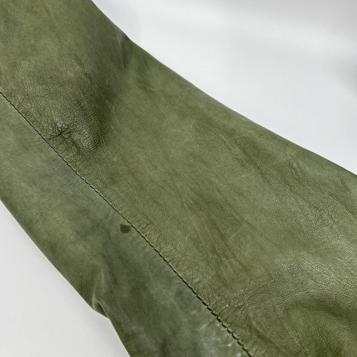 WHN WHN563 Lamb Leather Hooded Long Coat Khaki Size M