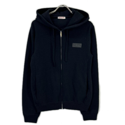 VALENTINO Black Wool Cashmere Knit Zip Hoodie Size S
