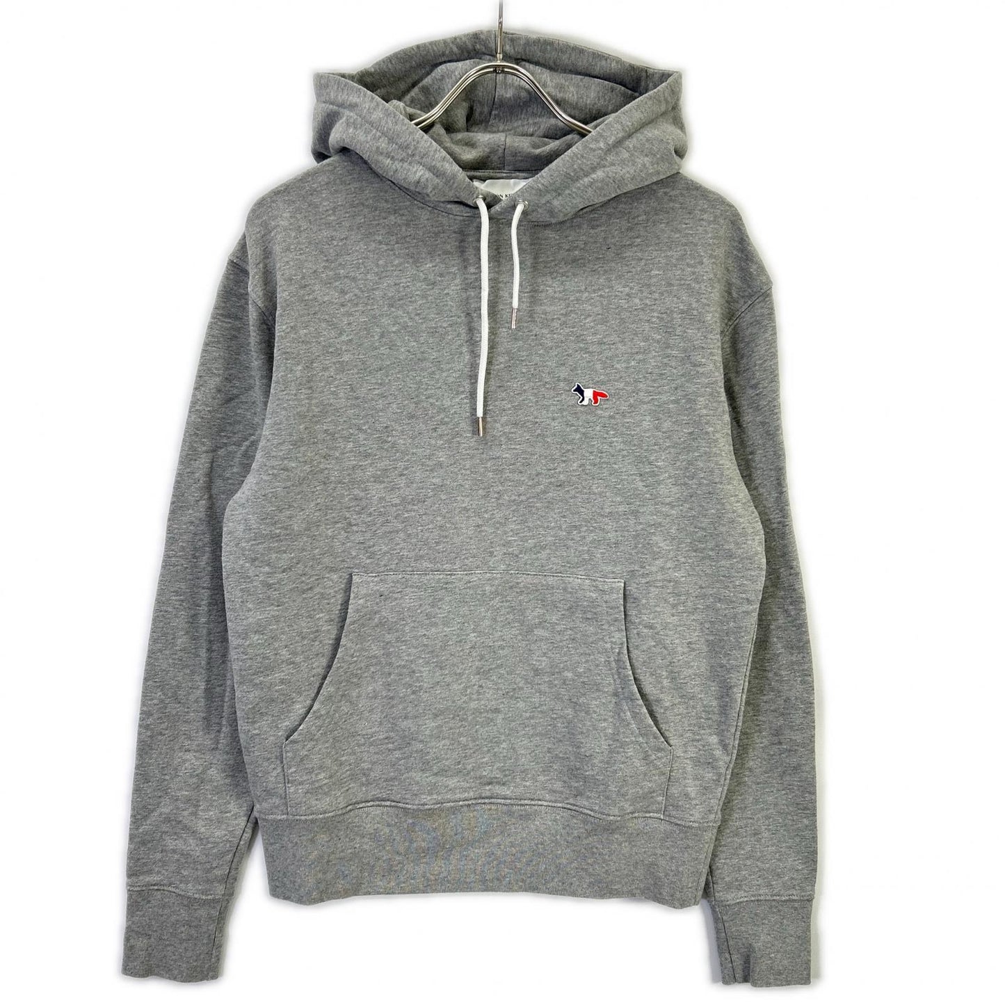 MAISON KITSUNE Tricolor Fox Hoodie Gray Cotton Size S