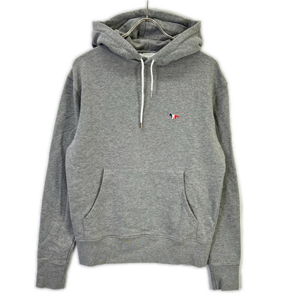 MAISON KITSUNE Tricolor Fox Hoodie Gray Cotton Size S