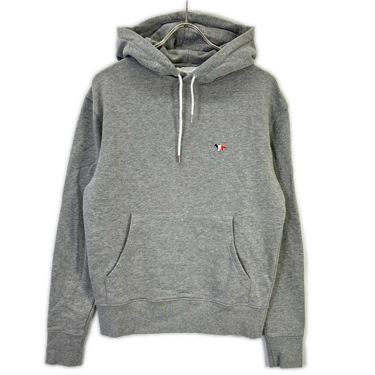 MAISON KITSUNE Tricolor Fox Hoodie Gray Cotton Size S