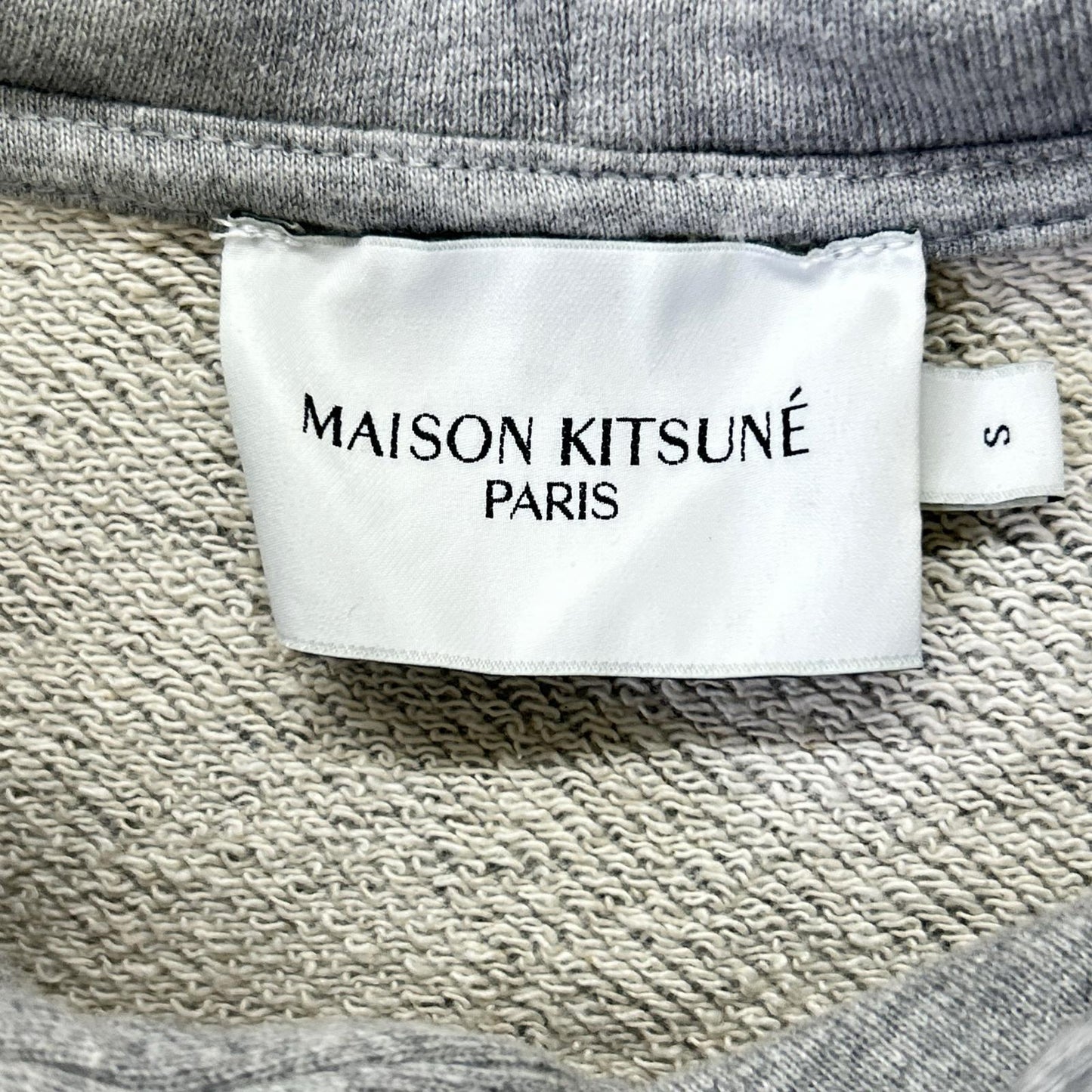 MAISON KITSUNE Tricolor Fox Hoodie Gray Cotton Size S