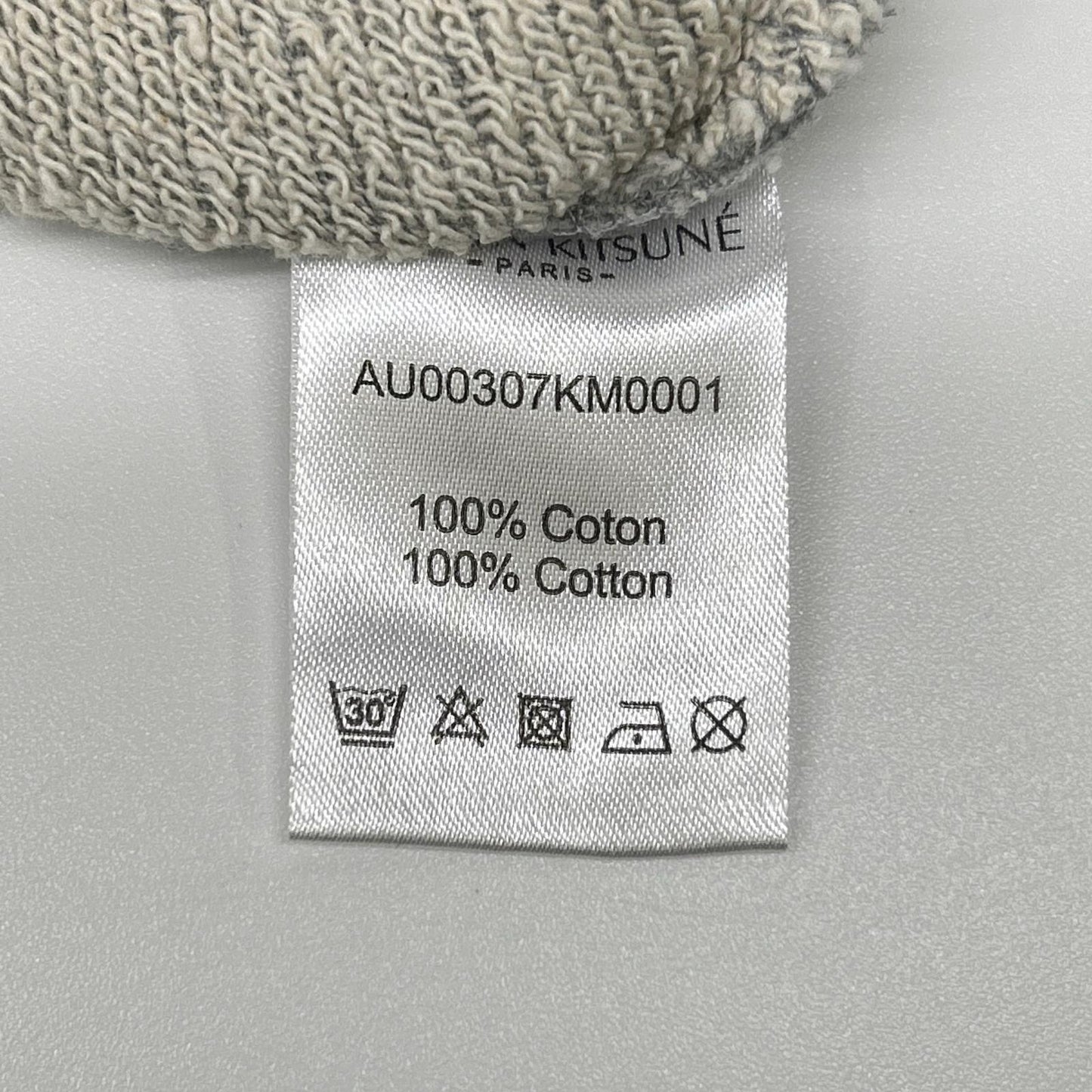 MAISON KITSUNE Tricolor Fox Hoodie Gray Cotton Size S