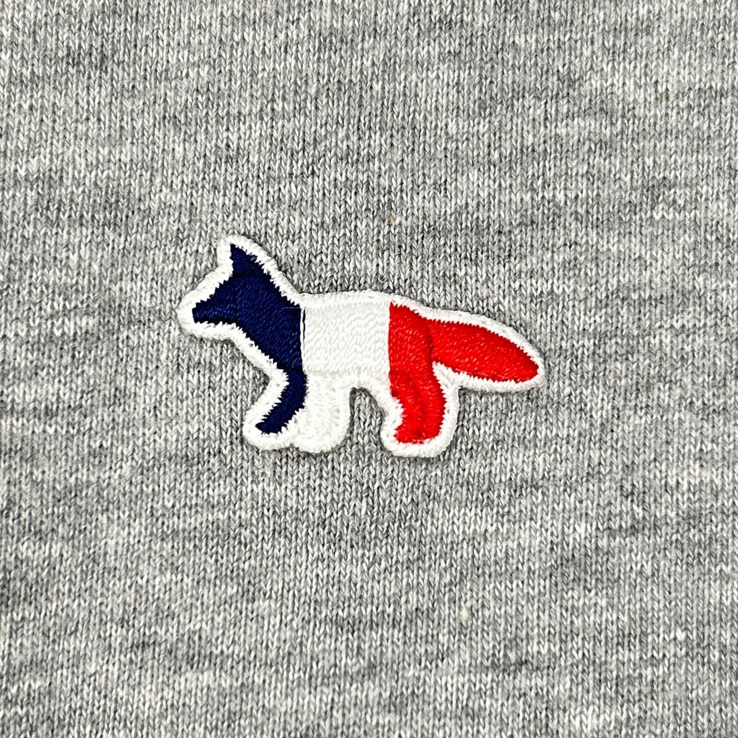 MAISON KITSUNE Tricolor Fox Hoodie Gray Cotton Size S