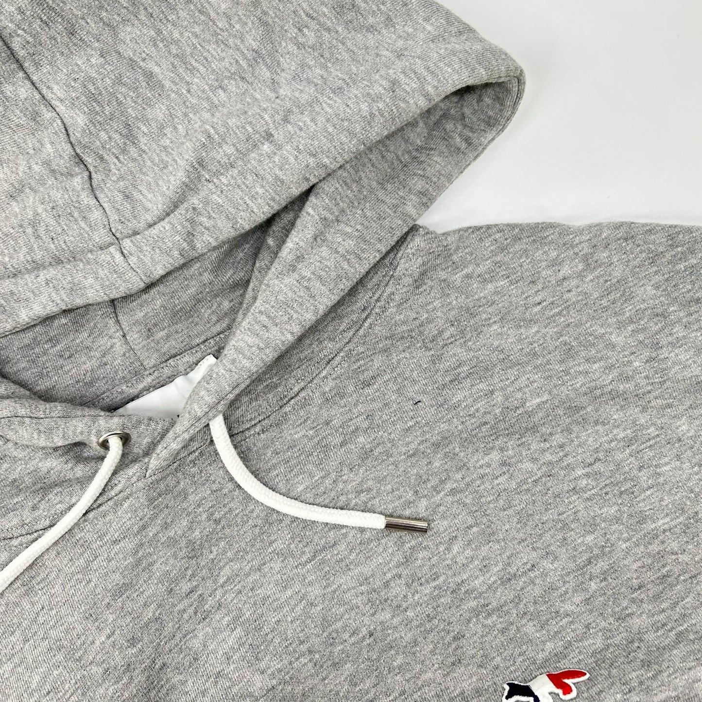MAISON KITSUNE Tricolor Fox Hoodie Gray Cotton Size S